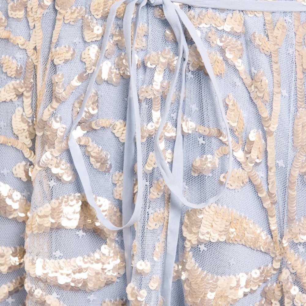 Needle & Thread Light Blue and Gold Maxi Dress - Picture 3 of 3